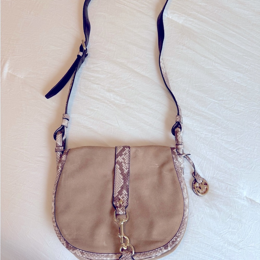 Michael Kors Tan and Brown Crossbody Bag